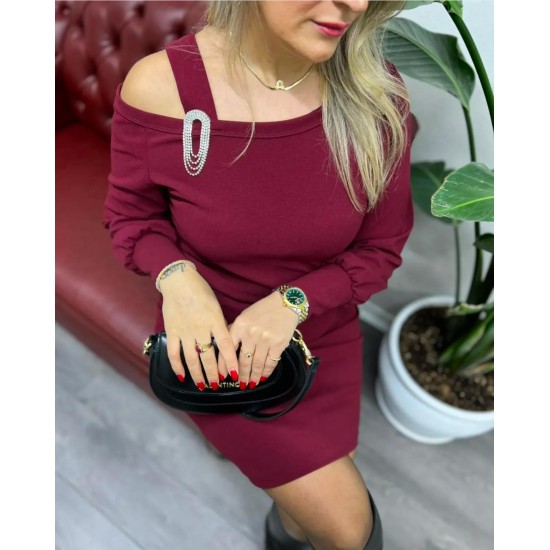 221114 burgundy DRESS