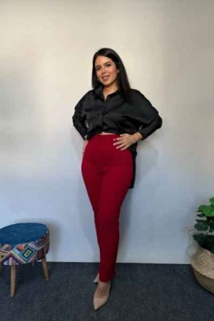 221132 TOPTAN KIRMIZI PANTOLON