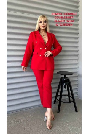 221180 TOPTAN KIRMIZI PANTOLON TAKIM