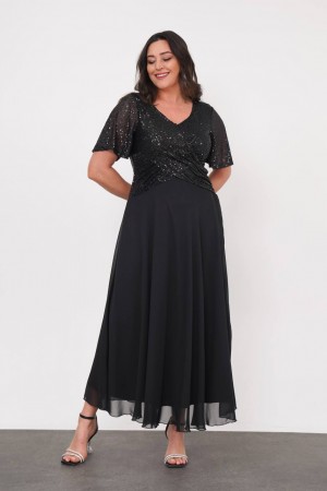 221262 TOPTAN SİYAH ELBİSE