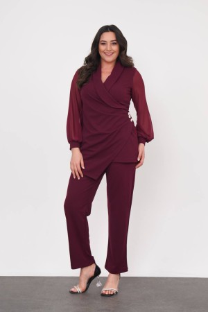 221263 TOPTAN BORDO PANTOLON TAKIM