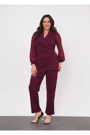 221263 TOPTAN BORDO PANTOLON TAKIM