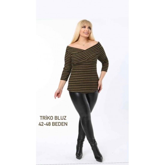 221662 TOPTAN ÇİZGİLİ BLUZ