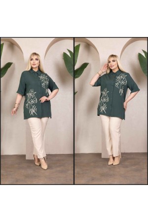 221680 TOPTAN YEŞİL GÖMLEK