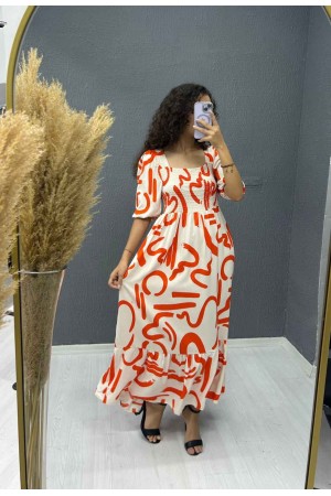 221735 TOPTAN DESENLİ ELBİSE