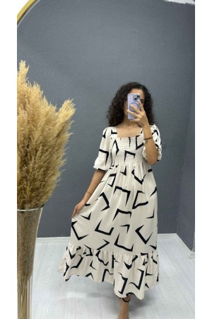 221736 TOPTAN DESENLİ ELBİSE