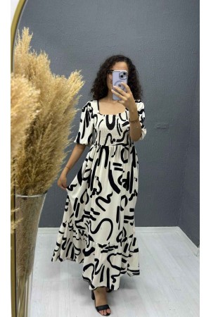 221738 TOPTAN DESENLİ ELBİSE