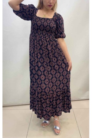 221749 TOPTAN DESENLİ ELBİSE