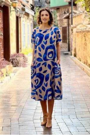 221902 TOPTAN DESENLİ ELBİSE