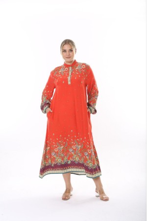 221987 TOPTAN ORANGE ELBİSE