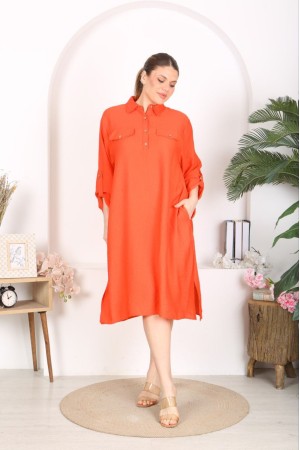 221995 TOPTAN ORANGE ELBİSE