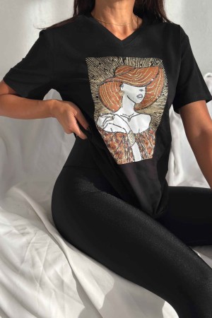 222101 TOPTAN SİYAH TSHIRT