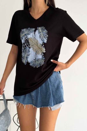 222109 TOPTAN SİYAH TSHIRT