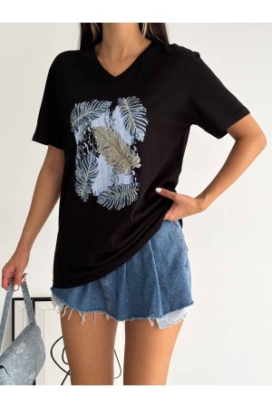 222109 TOPTAN SİYAH TSHIRT