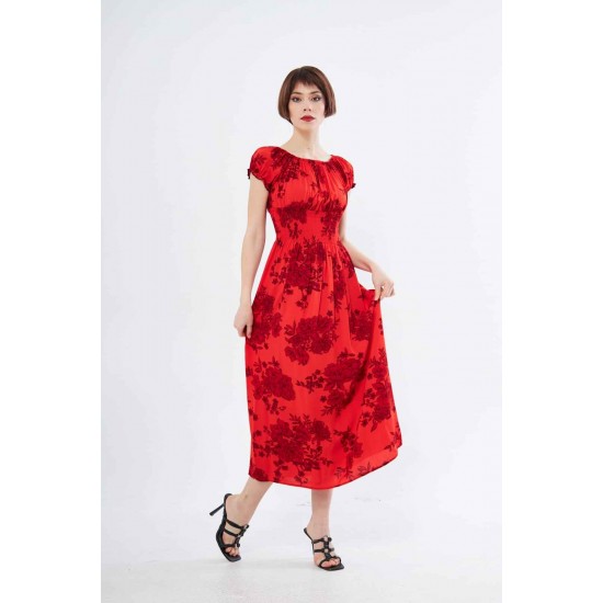 222706 TOPTAN DESENLİ ELBİSE