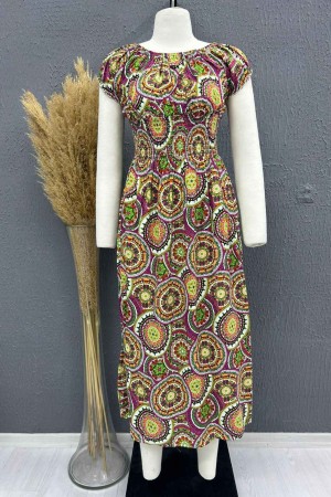 222707 TOPTAN DESENLİ ELBİSE