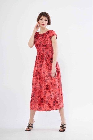 222718 TOPTAN DESENLİ ELBİSE