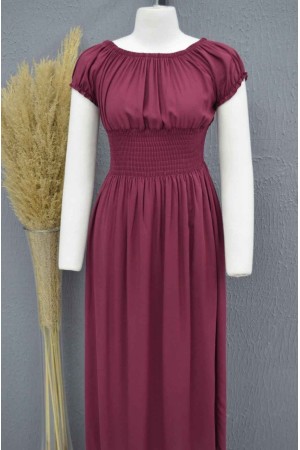 222723 TOPTAN BORDO ELBİSE