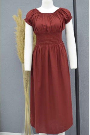 222726 TOPTAN BORDO ELBİSE