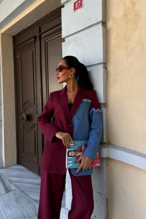 222775 TOPTAN BORDO PANTOLON TAKIM