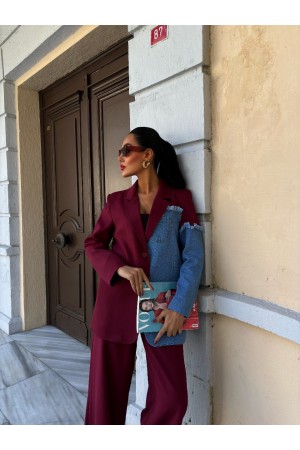 222775 TOPTAN BORDO PANTOLON TAKIM