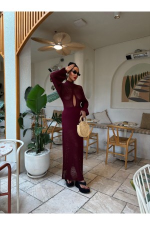 222790 burgundy DRESS