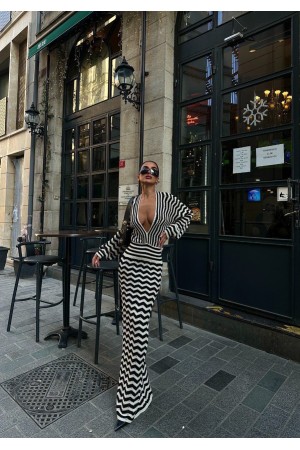 222813 TOPTAN ÇİZGİLİ ELBİSE