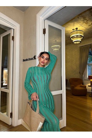 222849 TOPTAN YEŞİL ELBİSE