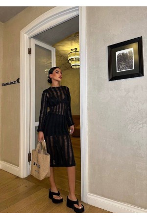 222850 TOPTAN SİYAH ELBİSE