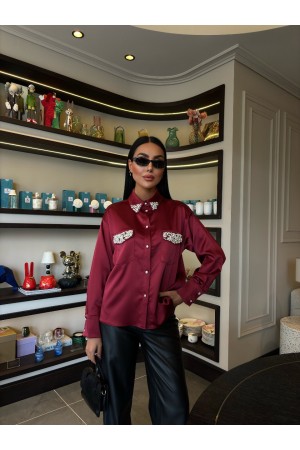 222854 TOPTAN BORDO GÖMLEK