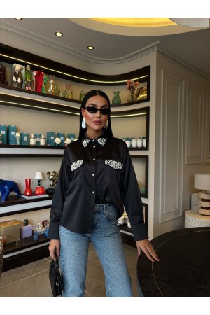 222856 TOPTAN SİYAH GÖMLEK