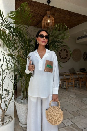 222859 white Pants suit