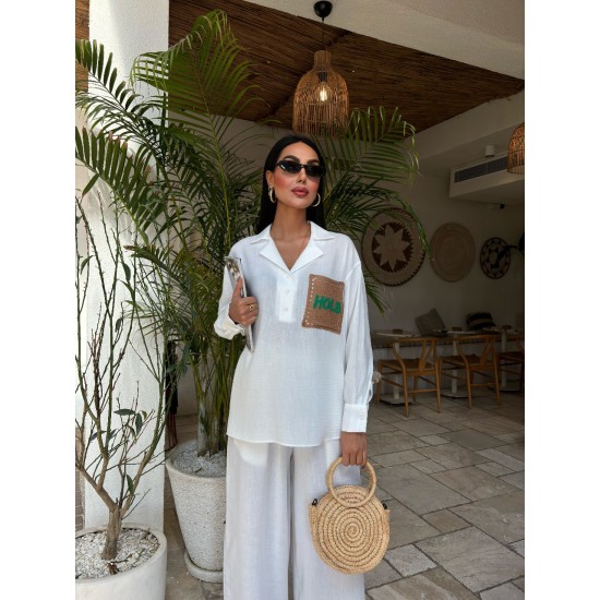 222859 white Pants suit