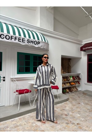 222882 TOPTAN ÇİZGİLİ PANTOLON TAKIM