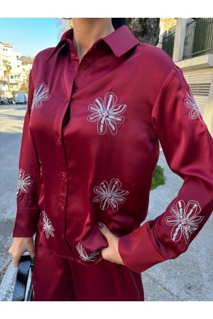 222887 TOPTAN BORDO PANTOLON TAKIM