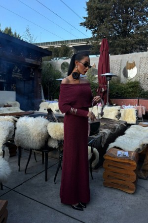 222890 TOPTAN BORDO ELBİSE