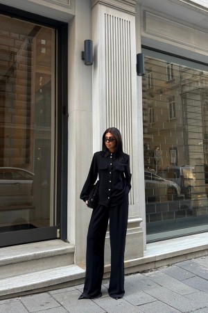 222911 TOPTAN SİYAH GÖMLEK