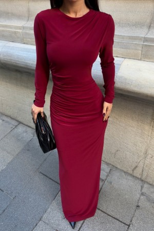 222913 burgundy DRESS