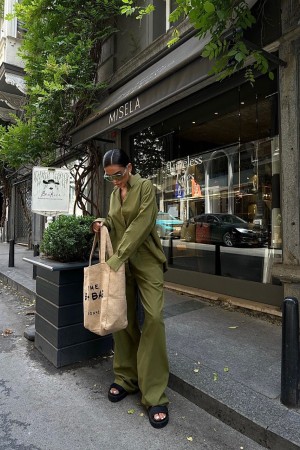 222948 TOPTAN YEŞİL PANTOLON TAKIM