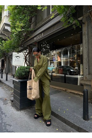 222948 TOPTAN YEŞİL PANTOLON TAKIM