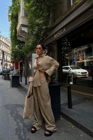 222950 TOPTAN BEJ PANTOLON TAKIM