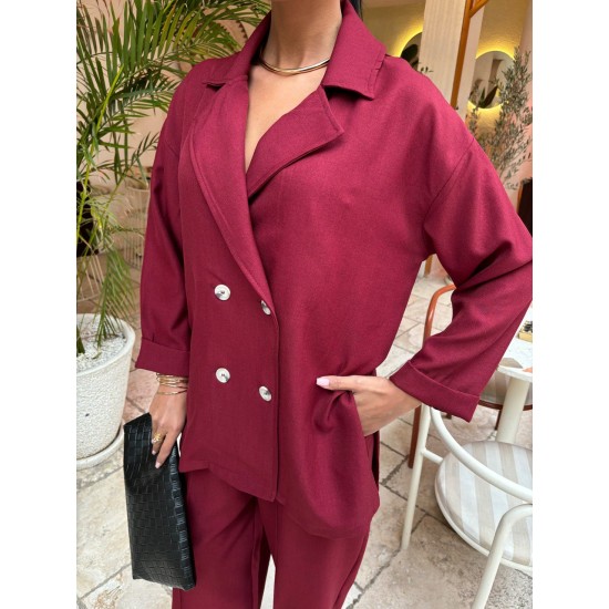 222961 burgundy Pants suit