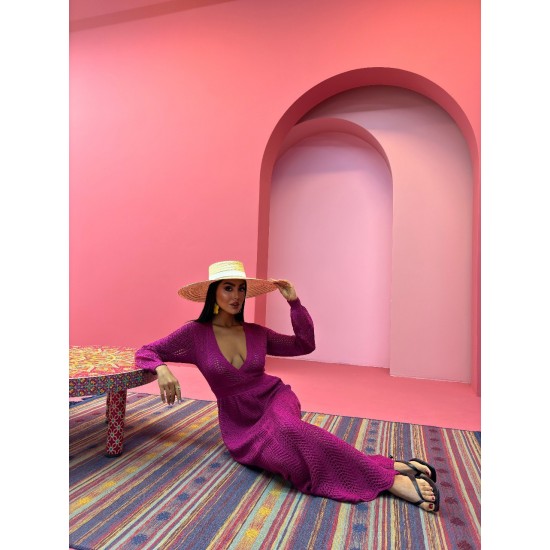 222963 TOPTAN FUŞYA ELBİSE