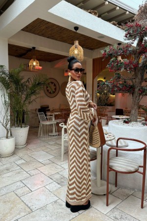 222979 TOPTAN ÇİZGİLİ ELBİSE