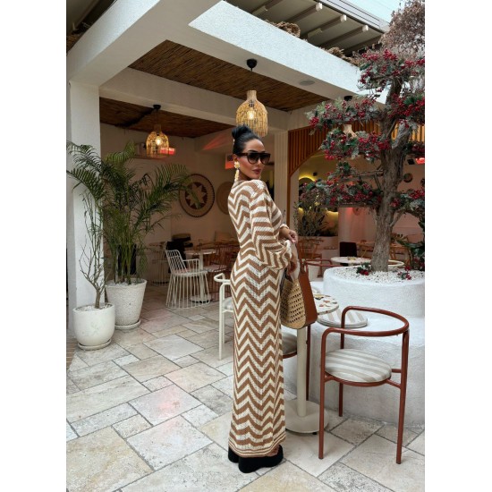 222979 TOPTAN ÇİZGİLİ ELBİSE