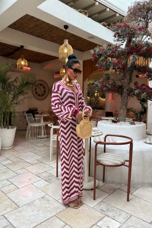 222980 TOPTAN ÇİZGİLİ ELBİSE