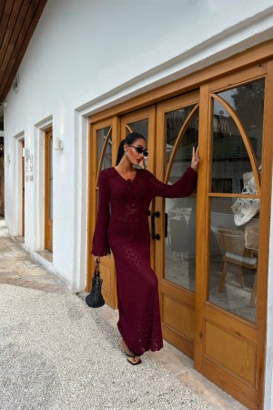 222985 burgundy DRESS