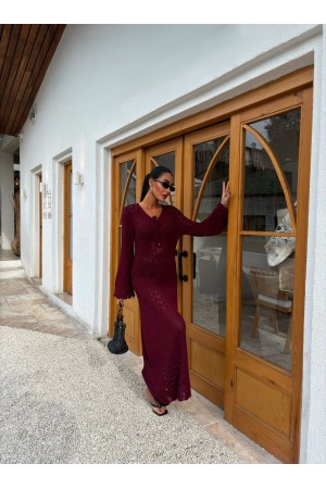 222985 TOPTAN BORDO ELBİSE