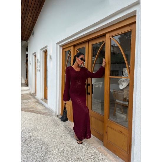 222985 burgundy DRESS