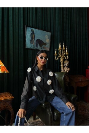 222999 TOPTAN SİYAH GÖMLEK